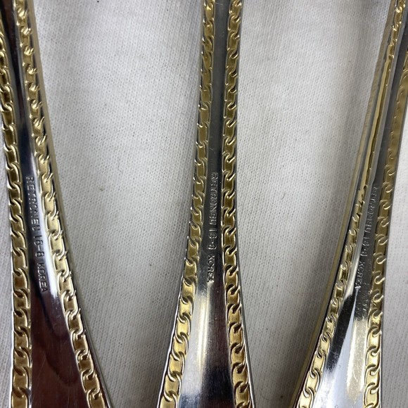 3 Retroneu GOLD ACCENT Chain 7” 18/8 Korea Stainless Dinner Spoon Great Quality - Picture 11 of 12